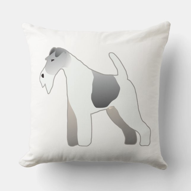 Almofada Fox Terrier Dog Brey Illustration Silhouette (Frente)