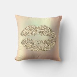 Almofada Foxier Dourado Glitter Kiss Lábios Glam Makeper Co