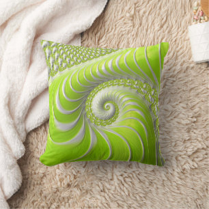 Almofada Fractal espiral do Verde limão moderno abstrato