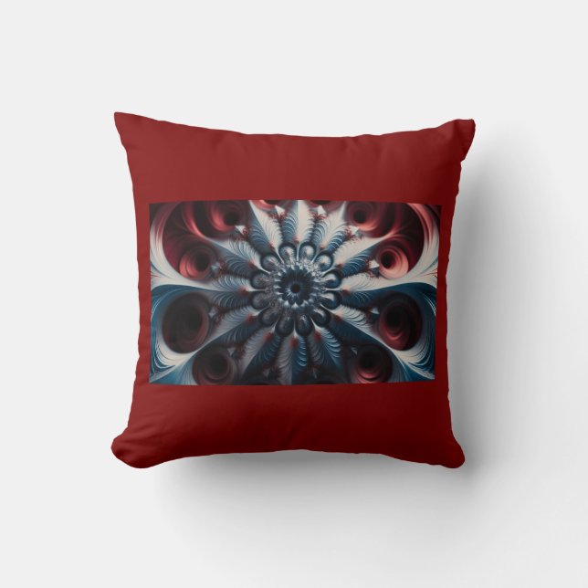 Almofada Fractal Juliabrot Vermelho e Prata (Frente)