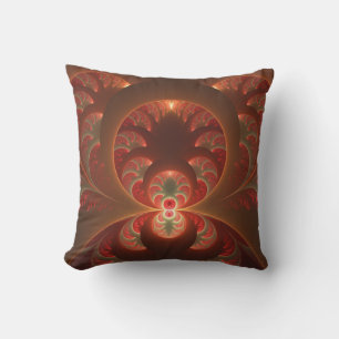 Almofada Fractal vermelho-laranja abstrato moderno e lumino