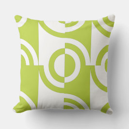 Almofada Fragmentos circulares verdes e brancos modernos do