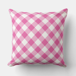 Almofada Framboesa rosa e branca, Gingham de Verificação Ju