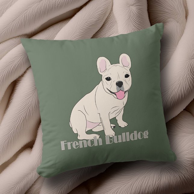 Almofada Francês Buldogue Amantes Sage Green (French Bulldog Lovers Sage Green Throw Pillow to add to your home decor. Design front and back.)