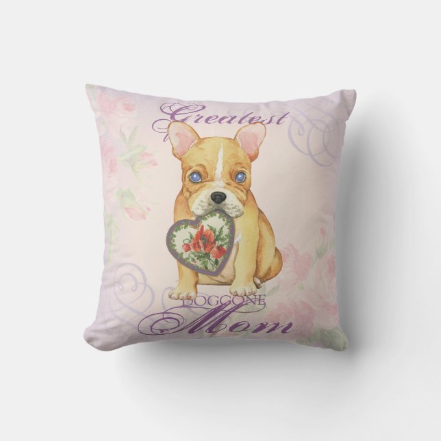 Almofada Francês Bulldog Heart Mãe (Frente)