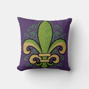 Almofada Francês Quarter fleur-de-lis Mardi Gras roxo