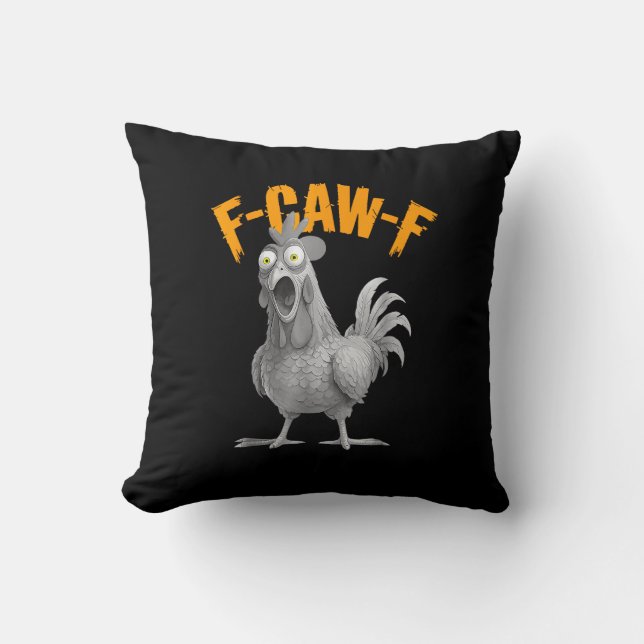 Almofada Frango F-Caw-F engraçado Frango F-Caw-F retrô clás (Frente)