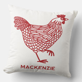 Almofada Frango Galinha Aves Personalizado Vermelho e Branc