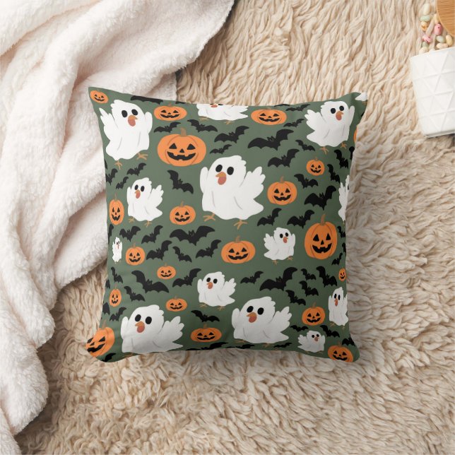 Almofada Frangos Fantasmas Cute Spooky com Pumpkins e Bats (Cobertor)