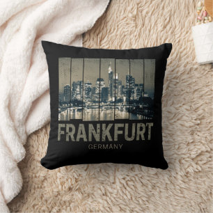 Almofada Frankfurt Alemanha Skyline Retro Vintage Souvenir
