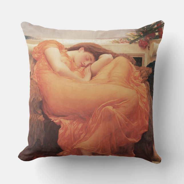 Almofada Frederic Lord Leighton Flaming June Square Art (Frente)