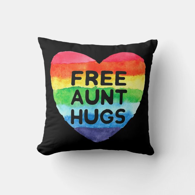 Almofada Free Aunt Hugs LGBT Flag Pride Awareness Month Rai (Frente)