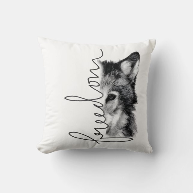 Almofada Freedom Wolf Minimal Line Art - (Frente)