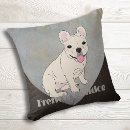 Almofada French Bulldog Café Marrom Azul Gelo Grunge
