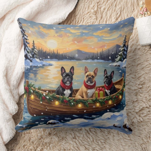 Almofada French Bulldog Christmas Boat Holiday (Cobertor)