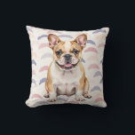 Almofada French Bulldog Watercolor Arch Pattern Art<br><div class="desc">A stylish French Bulldog portrait in a soft watercolor style with a trendy arch pattern background. This design captures personality,  charm,  and a modern aesthetic—perfect for dog lovers and contemporary decor.</div>