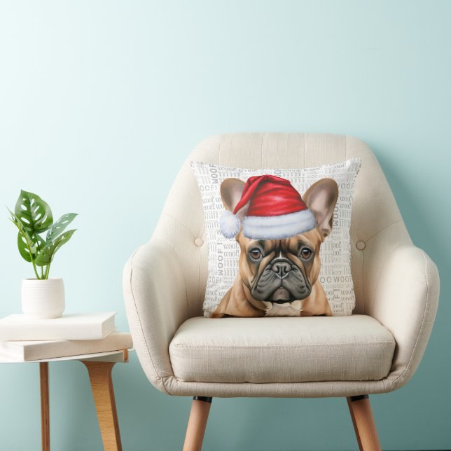 Almofada French Bulldog Watercolor Christmas (Cadeira)
