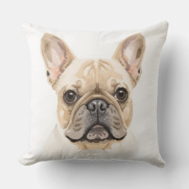 Almofada French Bulldog Watercolor Throw Pillow Neutral