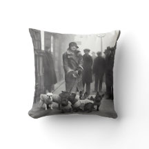 French Bulldogs with Dog Walker Throw Pillow