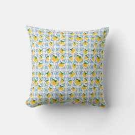 Almofada French Country Lemon Blue Tile Pattern