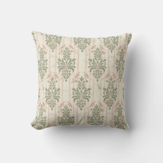 Almofada French Retro Damask Stripe Pattern – Vintage Sage 