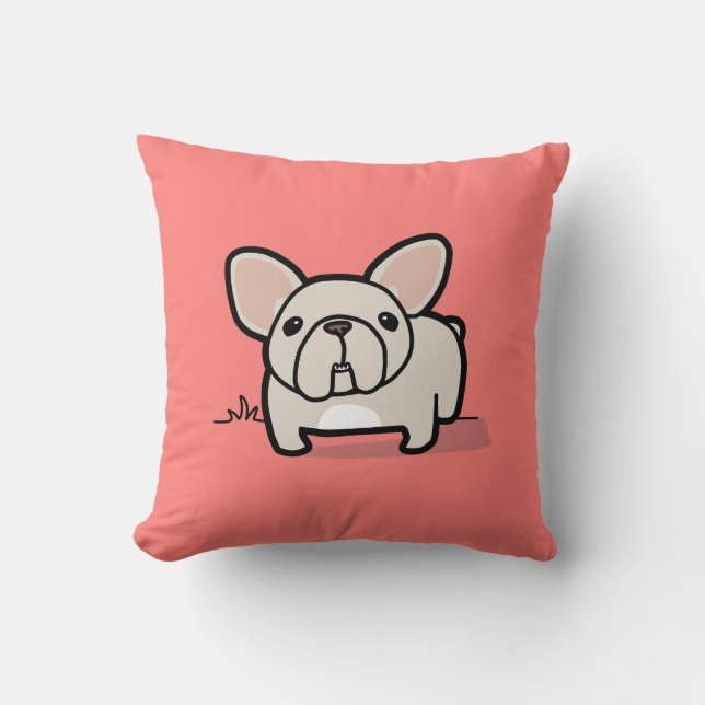 Almofada Frenchie de creme (Frente)