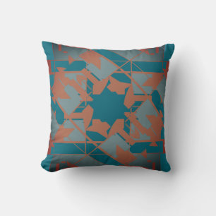 Almofada Frente de ferrugem Design Floral do Teal Vermelho 