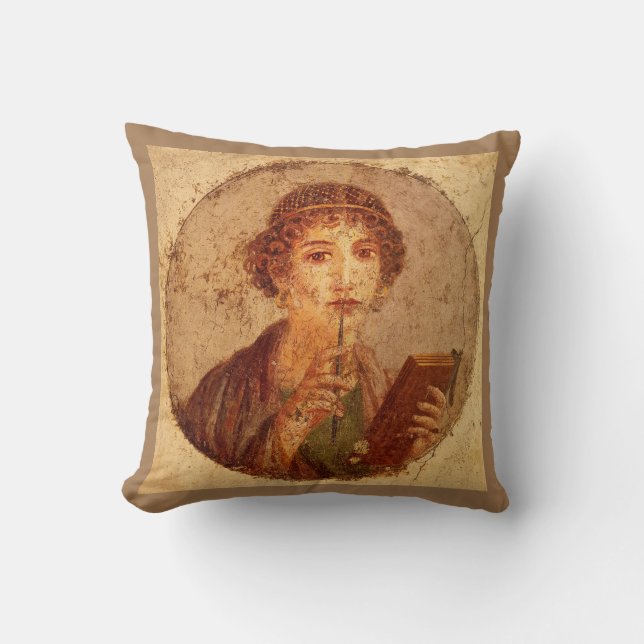 Almofada Fresco de Sappho em Pompeia (Frente)
