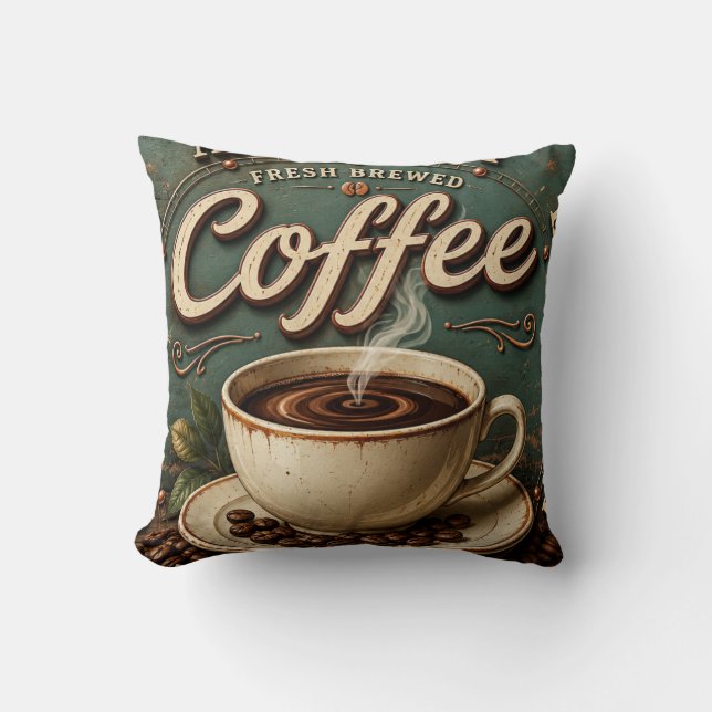 Almofada Fresh Brewed Coffee Rustic Farmhouse (Frente)
