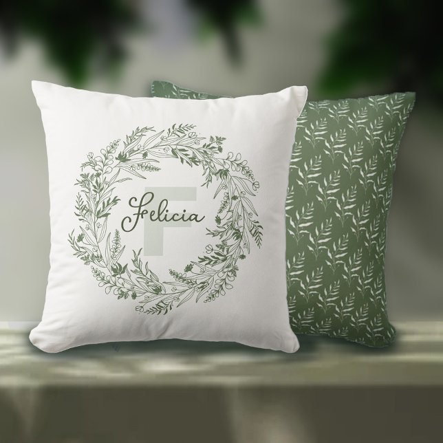 Almofada Fresh Leafy Monogram F Design (Criador carregado)