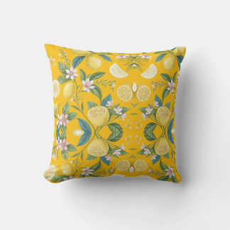 Almofada Fresh Lemon Floral Botanical Pattern 