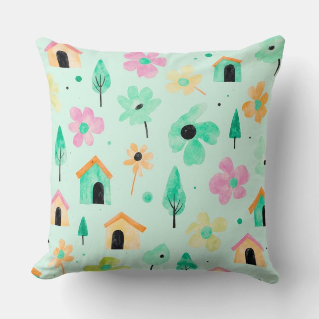 Almofada Fresh Modern Floral Pattern Pillow (Frente)