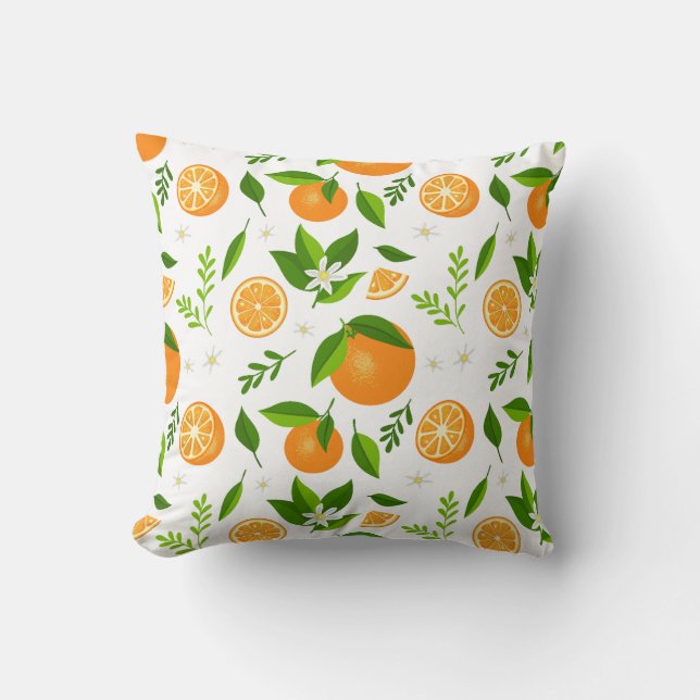 Almofada Fresh oranges with flowers and leaves (Frente)