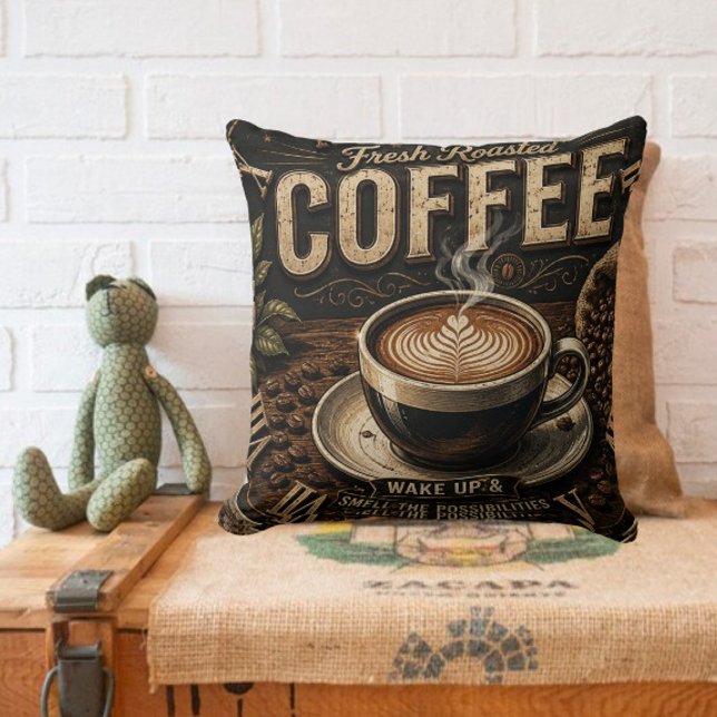Almofada Fresh Roasted Coffee Rustic Farmhouse (Criador carregado)