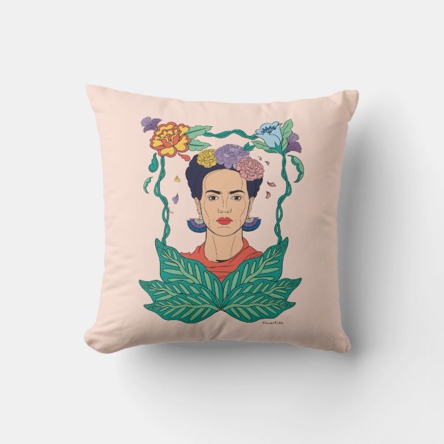 Almofada Frida Kahlo Floral Frame Graphic (Frente)