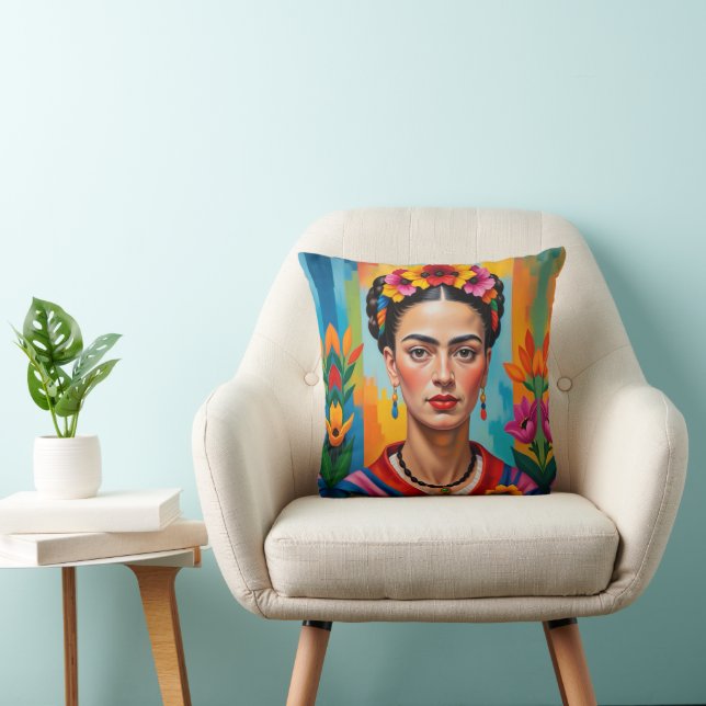 Almofada Frida Kohlo Pop Art Deco Painting (Cadeira)