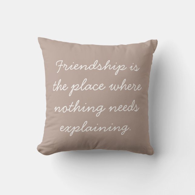 Almofada Friendship Quote Boho Handwritten Script Taupe (Frente)