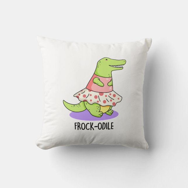 Almofada Frock-odile Funny Crocodile Pun (Frente)