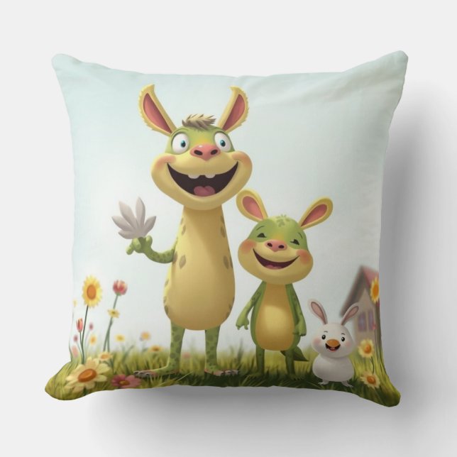 Almofada Fröhliche Wiesengang – Bunte Tierfreunde im Frühli (Frente)