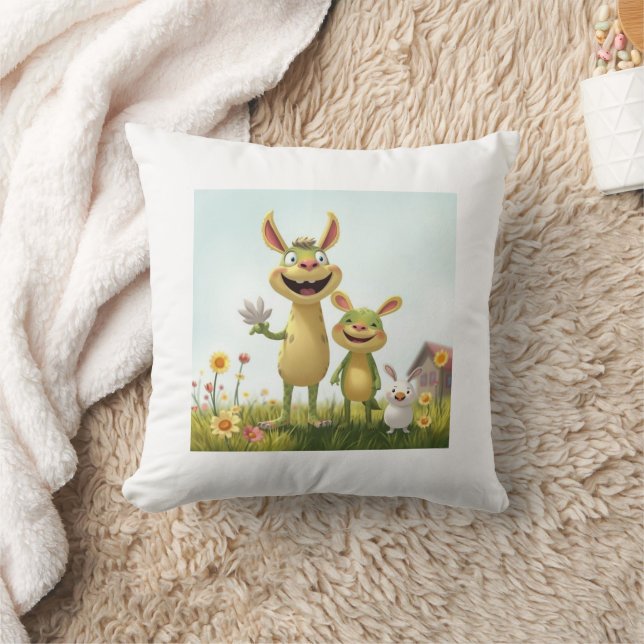 Almofada Fröhliche Wiesengang – Bunte Tierfreunde im Frühli (Cobertor)