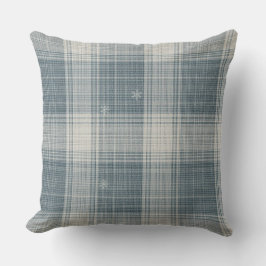 Almofada Frost Blue Nordic Plaid Snowflake Throw Pillow