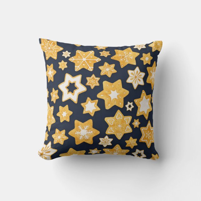 Almofada Frota de Cookies de Natal com fundo de Cinza Azul (Frente)