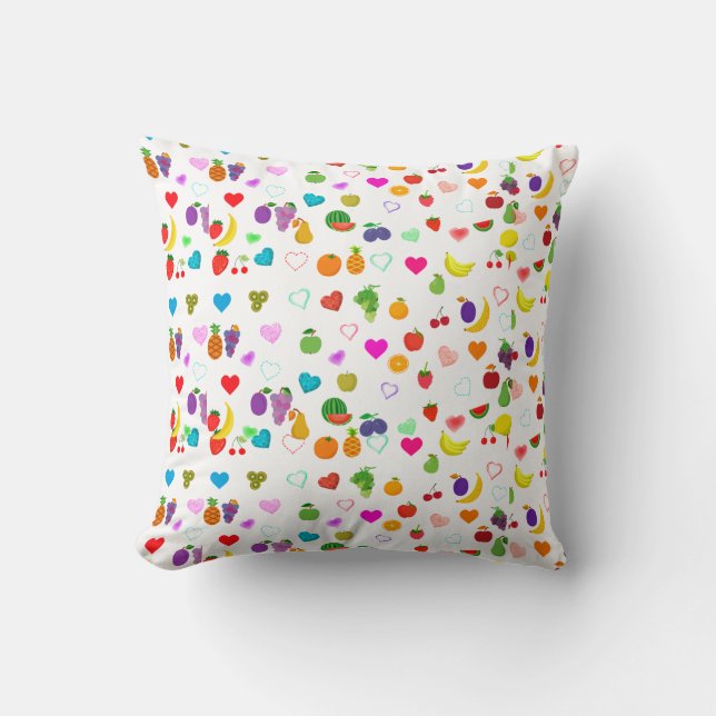 Almofada fruit and heart pattern Throw Pillow (Frente)