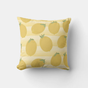 Almofada Fruta Amarelo Lemons de Verão, Greve de Aquarela