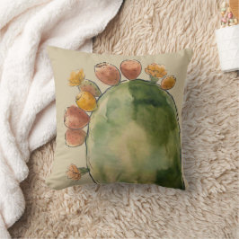Almofada Fruta de Cacto Pêra Espinhosa Aquarela Boho 