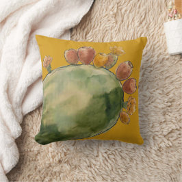 Almofada Fruta de Cacto Pérola Espinhosa Aquarela Boho 