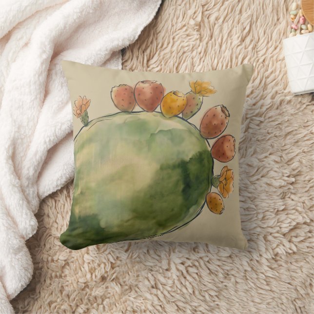 Almofada Fruta de Cacto Pérola Espinhosa Aquarela Boho  (Cobertor)