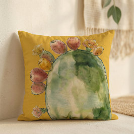 Almofada Fruta de Cacto Pérola Espinhosa Aquarela Boho 