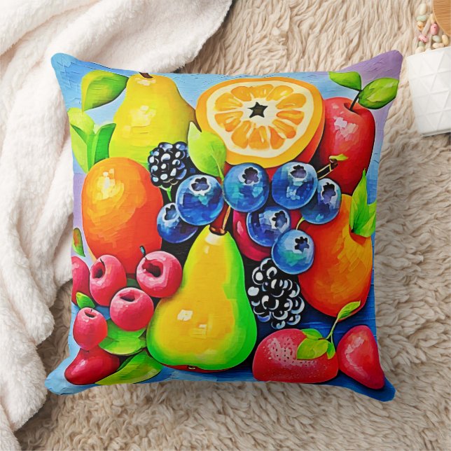 Almofada Fruta vibrante e vida estática (Cobertor)