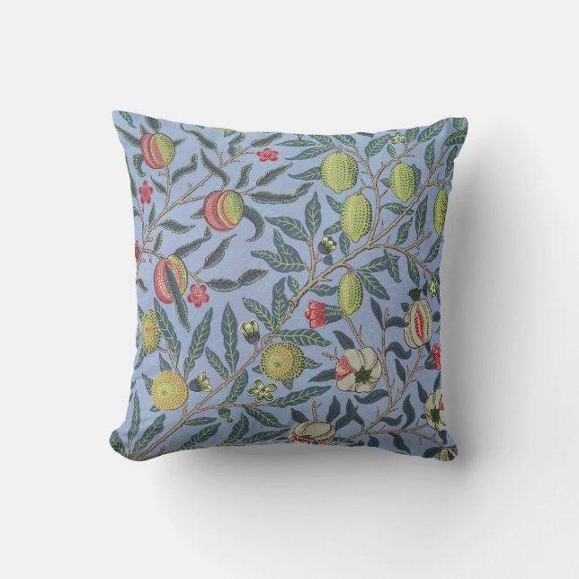 Almofada Fruta William Morris Pomegranate Ornamento Azul (Frente)